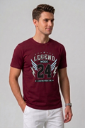 Attire Hub Mens Pure Cotton Maroon Legend Mode Printed Round T-Shirt