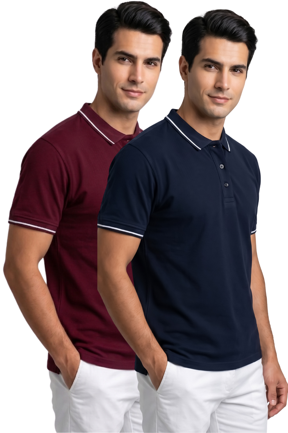 Attire Hub Mens Pure Cotton Multi Pack Polo Polo T-Shirt (Pack of 2)