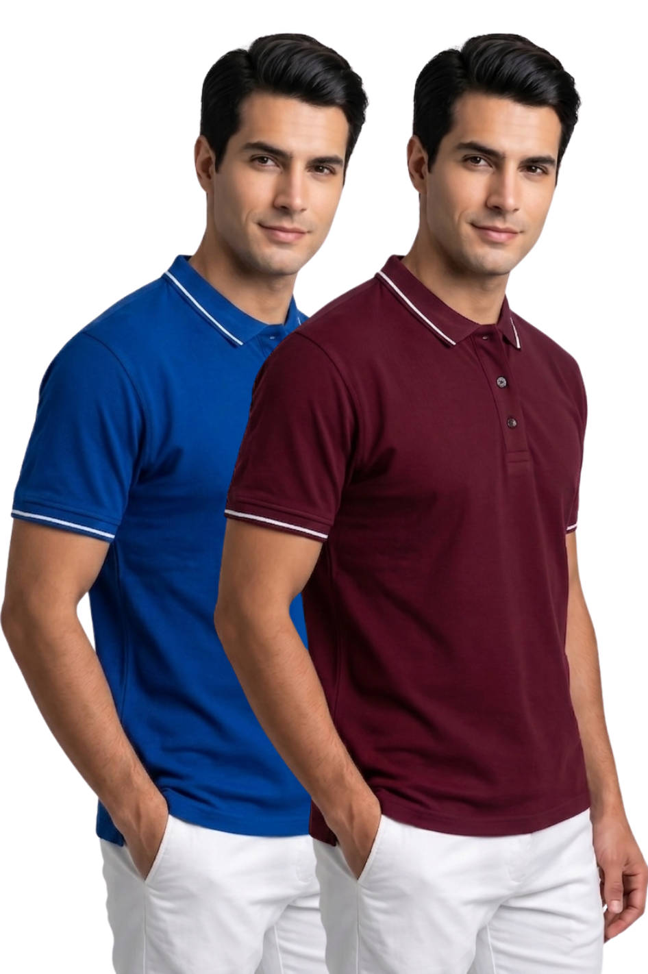 Attire Hub Mens Pure Cotton Multi Pack Polo Polo T-Shirt (Pack of 2)