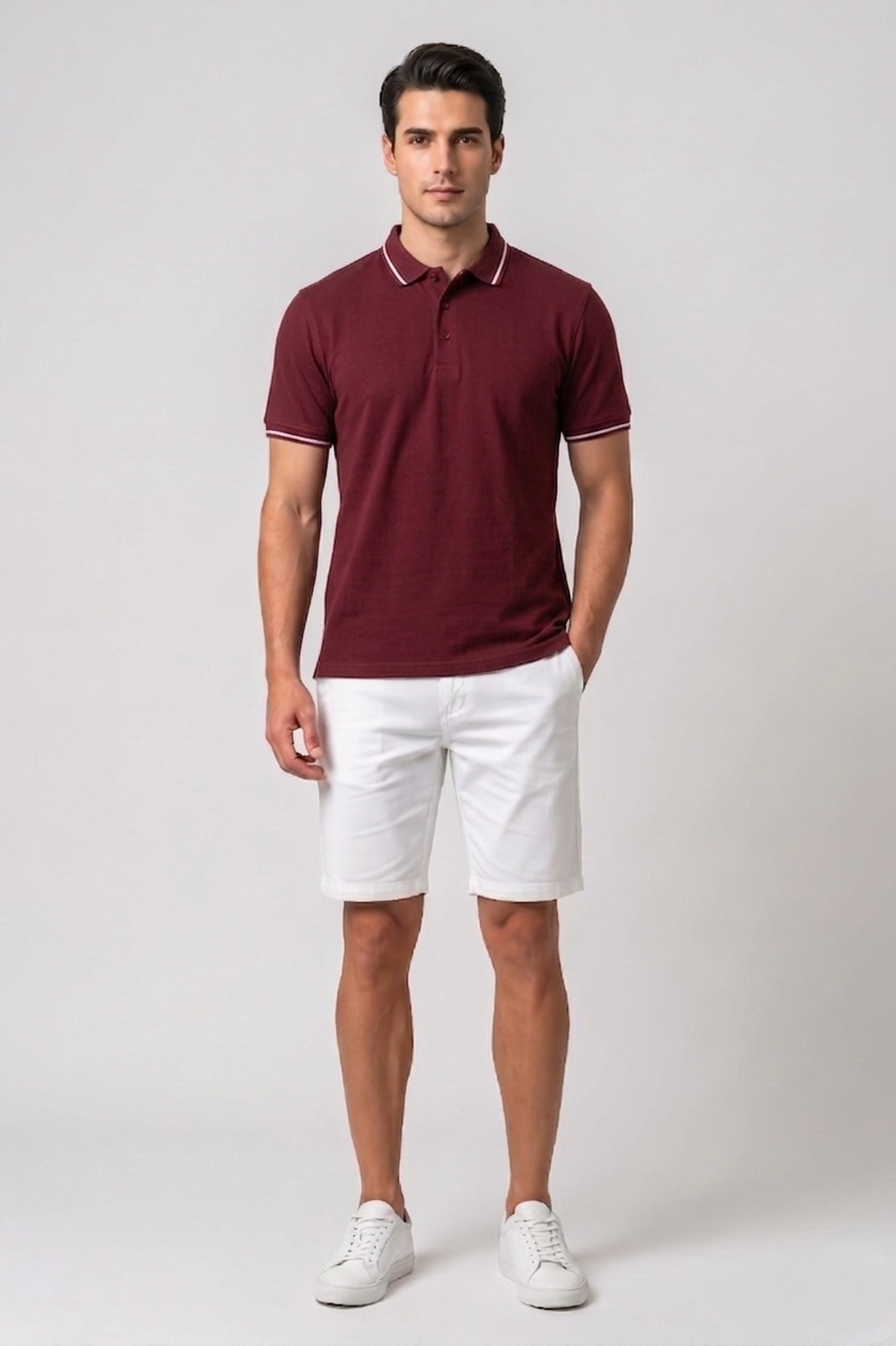 Attire Hub Mens Solid Cotton Polo Neck T-Shirt