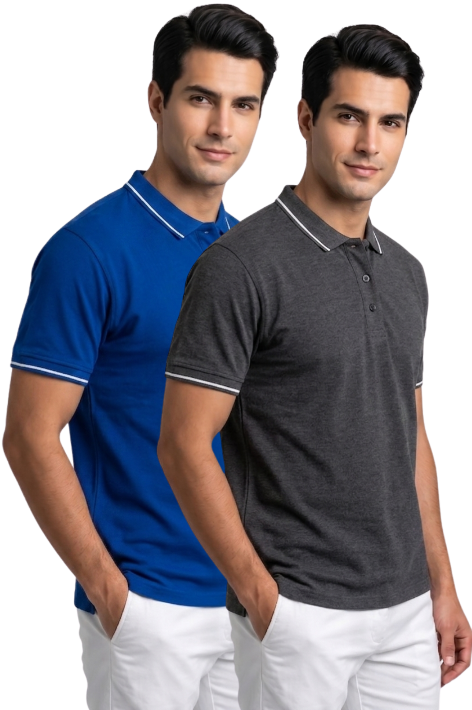Attire Hub Mens Pure Cotton Multi Pack Polo Polo T-Shirt (Pack of 2)