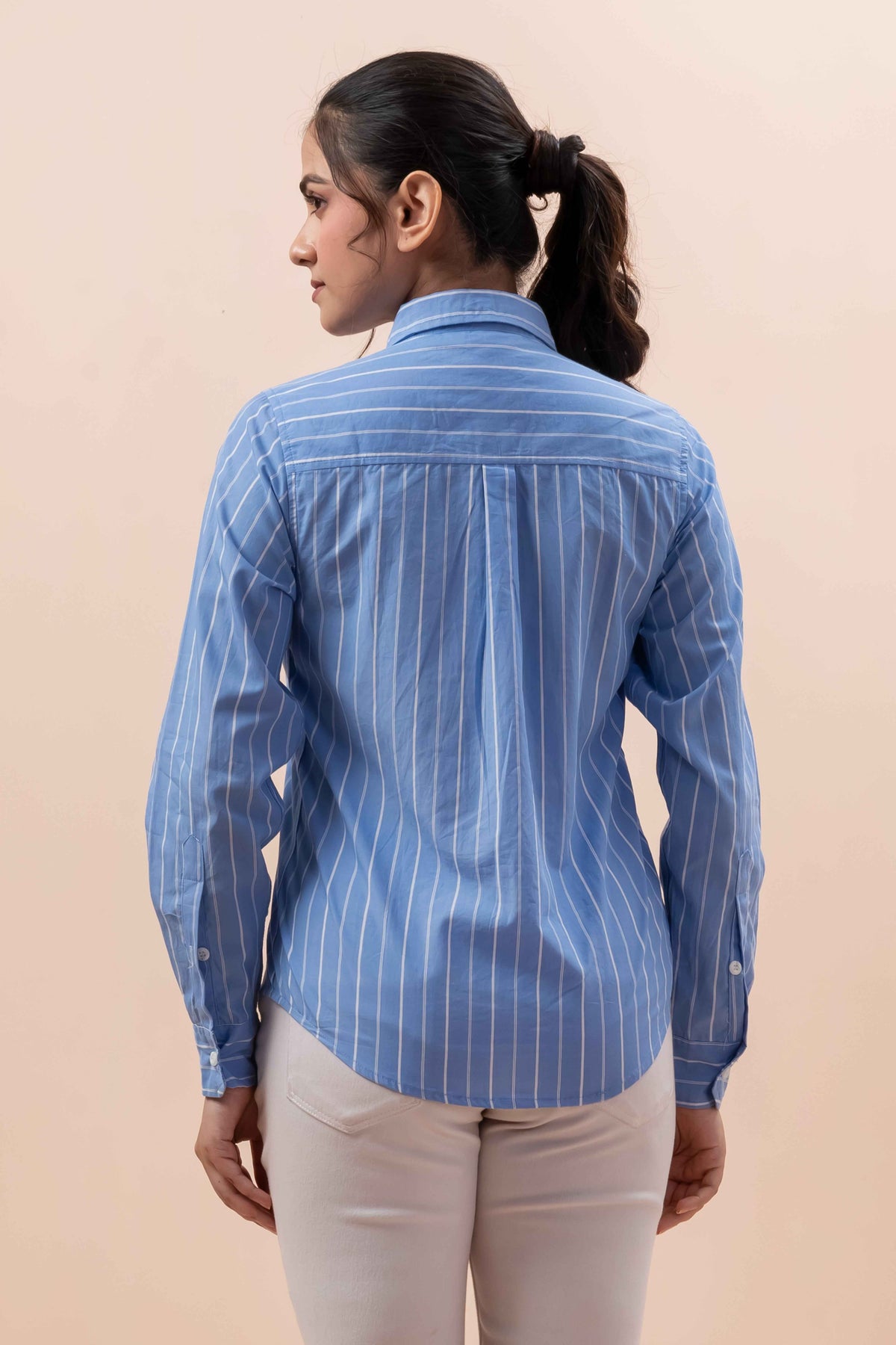 Attire Hub Womens Pure Cotton Deep Blue Striped Shirt