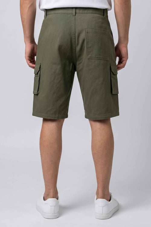 Attire Hub Mens Cotton Blend Olive Solid Shorts