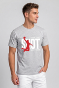 Attire Hub Mens Pure Cotton Grey Take The Shot Printed Round T-Shirt