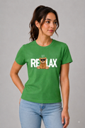 Attire Hub Womens Pure Cotton Grass Green Relax Printed Round T-Shirt