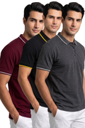 Attire Hub Mens Pure Cotton Multi Pack Polo Polo T-Shirt (Pack of 3)