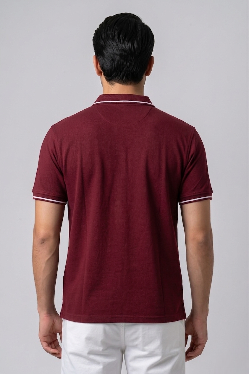 Attire Hub Mens Solid Cotton Polo Neck T-Shirt